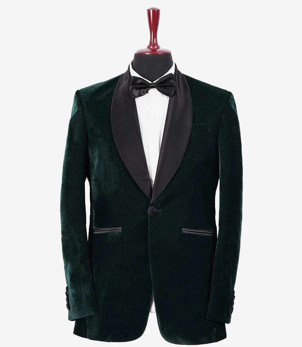 Men's Shawl Lapel Green Velvet Tuxedo