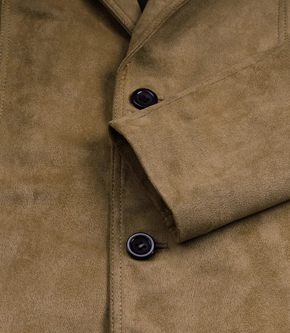 Men's Camel Faux Suede Two-Button Blazer