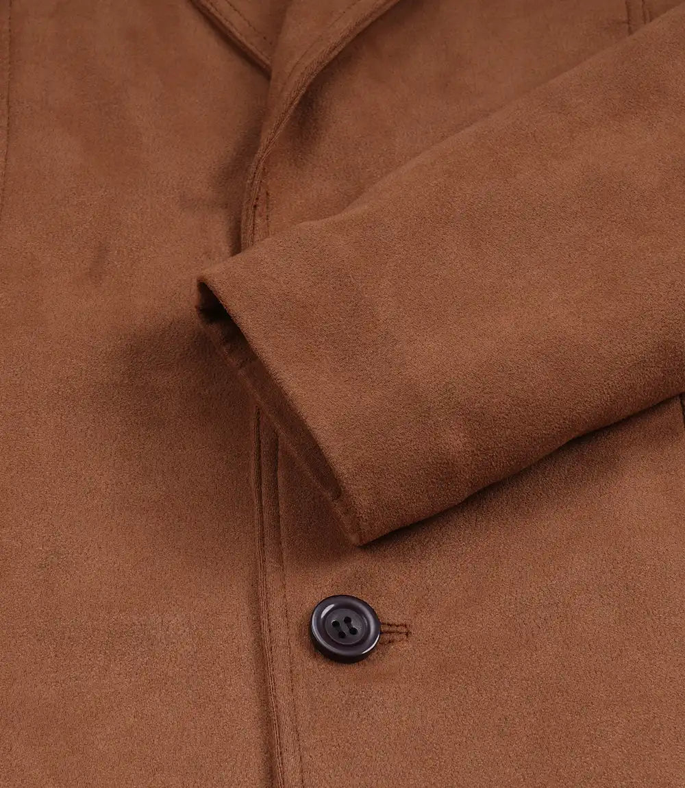 Men's Light Brown Faux Suede Two-Button Blazer Jacket
