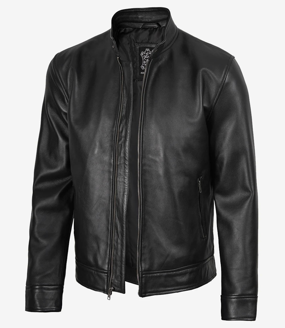 Men's Owen Black Biker Style Leather Jacket