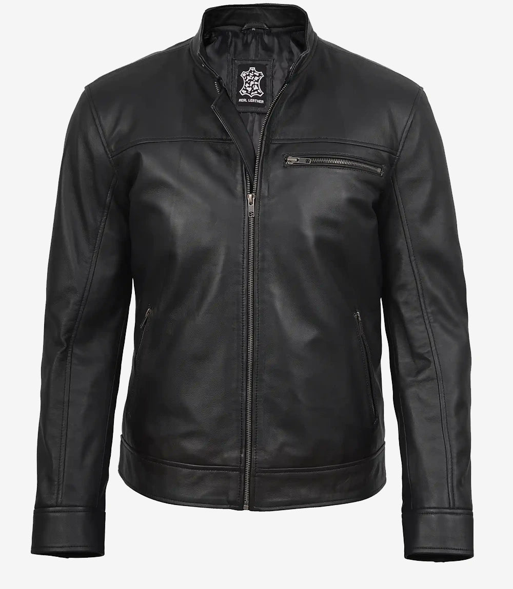 Men's Bickford Black Leather Jacket – Real Lambskin