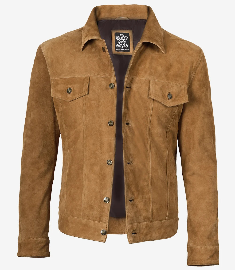 Light Brown Suede Leather Jacket Mens