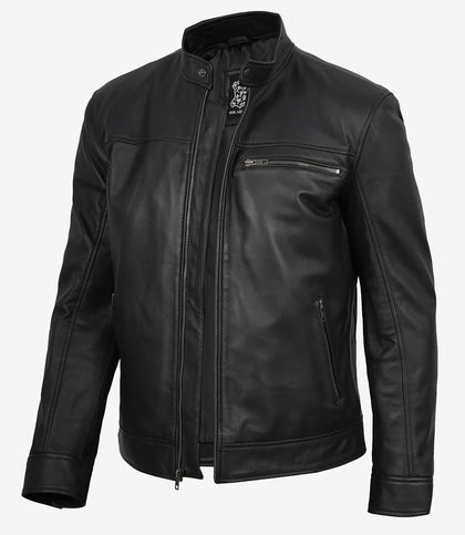 Men's Bickford Black Leather Jacket – Real Lambskin