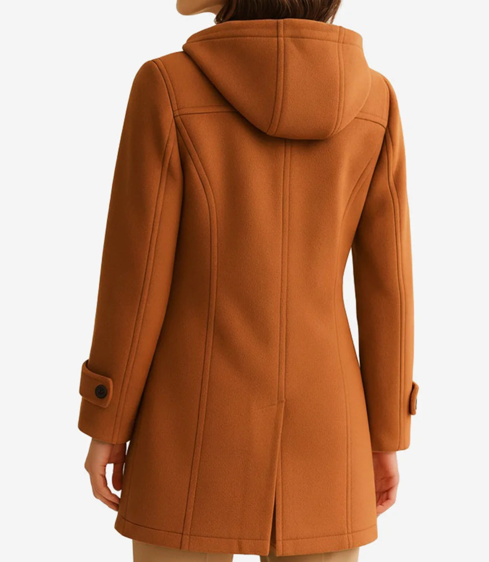 Suzanne Women’s Rust Hooded Duffle Wool Coat