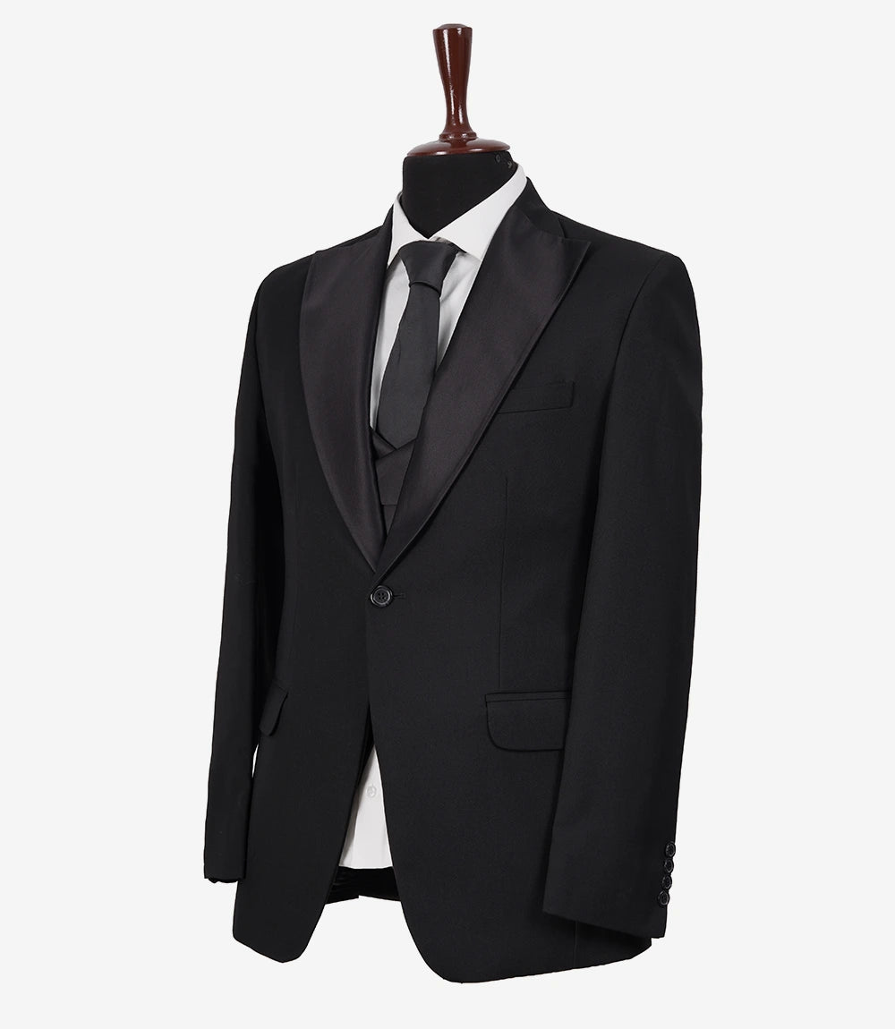 Men's Slim Fit Peak Lapel Black 3-Piece Tuxedo