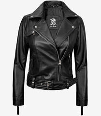 Connecticut Womens Black Leather Motorcycle Jacket