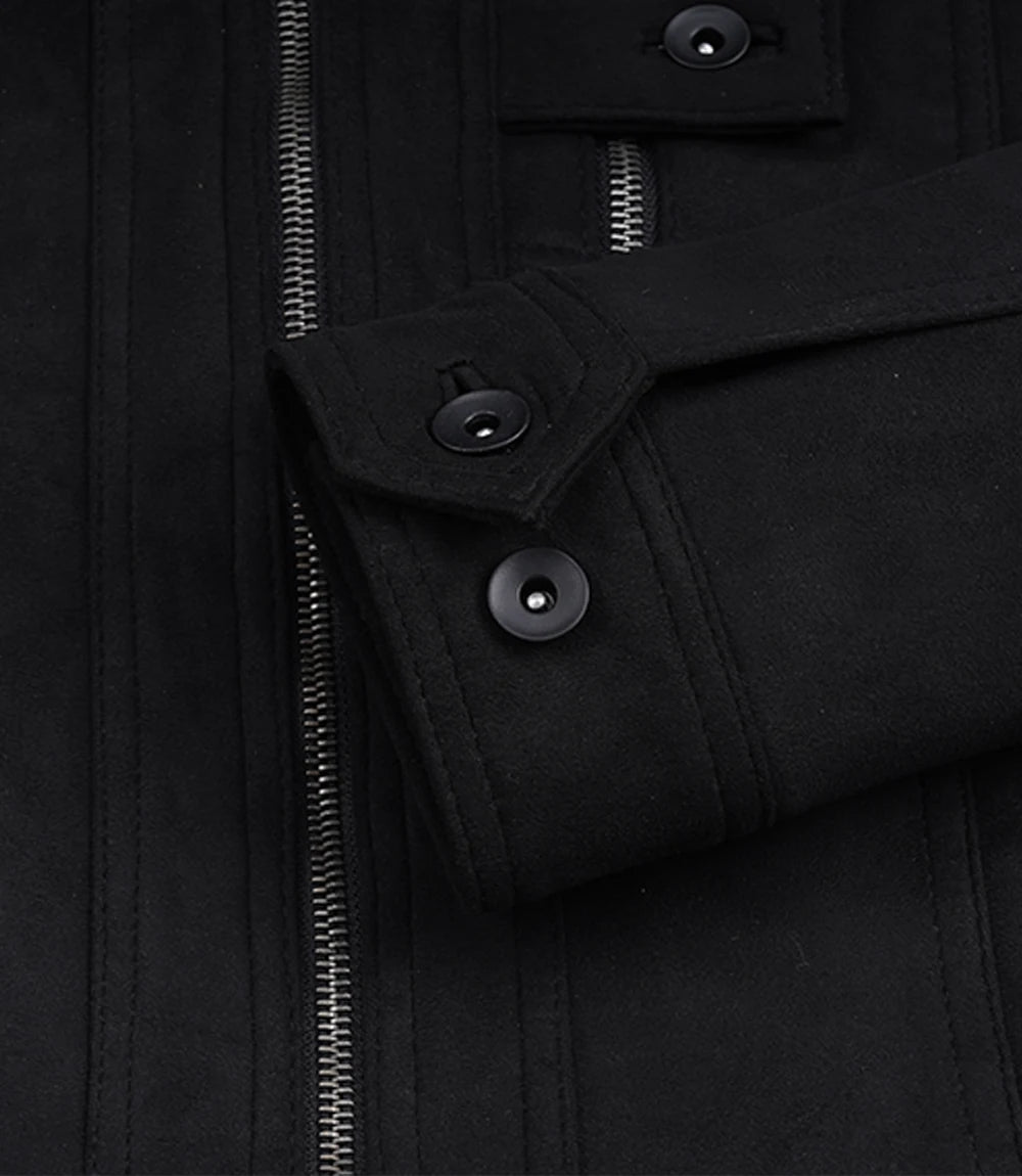 Women's Black Faux Suede Biker Style Jacket