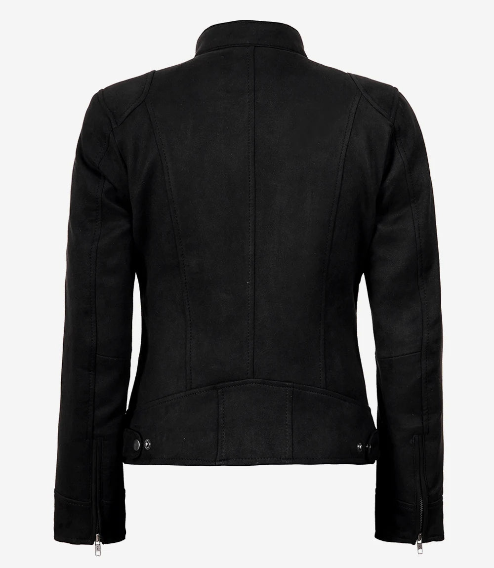 Women's Black Faux Suede Biker Style Jacket