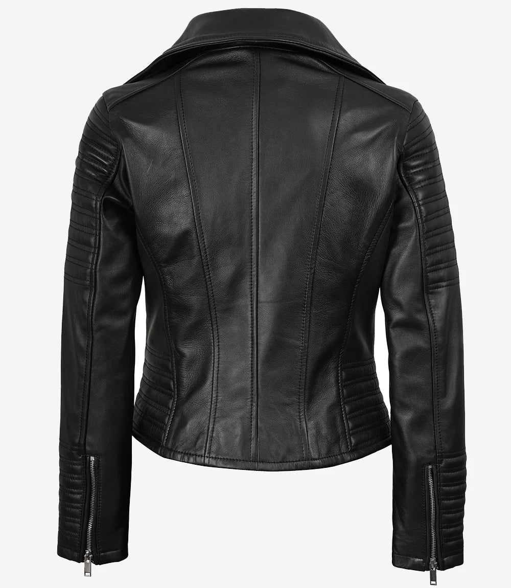 Women's Real Leather Black Asymmetrical Biker Style Jacket